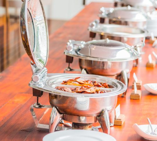 Selective focus point on catering buffet food in luxury hotel resort